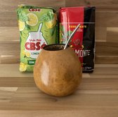Yerba Mate Starter Package - Authentic Gourd + Bombilla + 500 grammes de Rosamonte Suave + 500 grammes de Pajarito