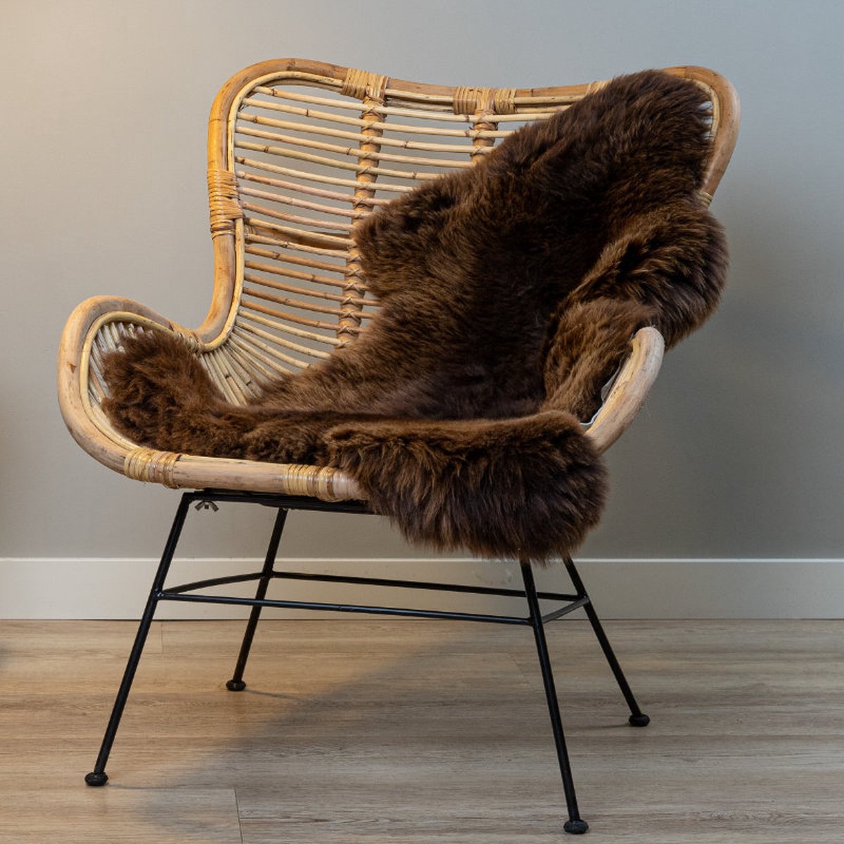 WOOOL® Schapenvacht - Classic Bruin XS (80x45cm) 100% Echte Schapenvachten - ECO+ Dierenvel