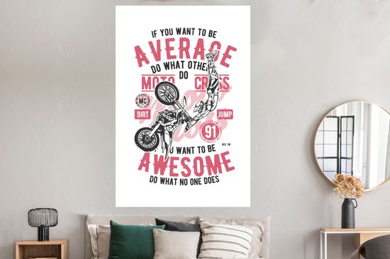 Poster Mancave - Motor - Sport - Retro - 120x180 cm XXL - Vaderdag cadeau - Geschenk - Cadeautje voor hem - Tip - Mannen