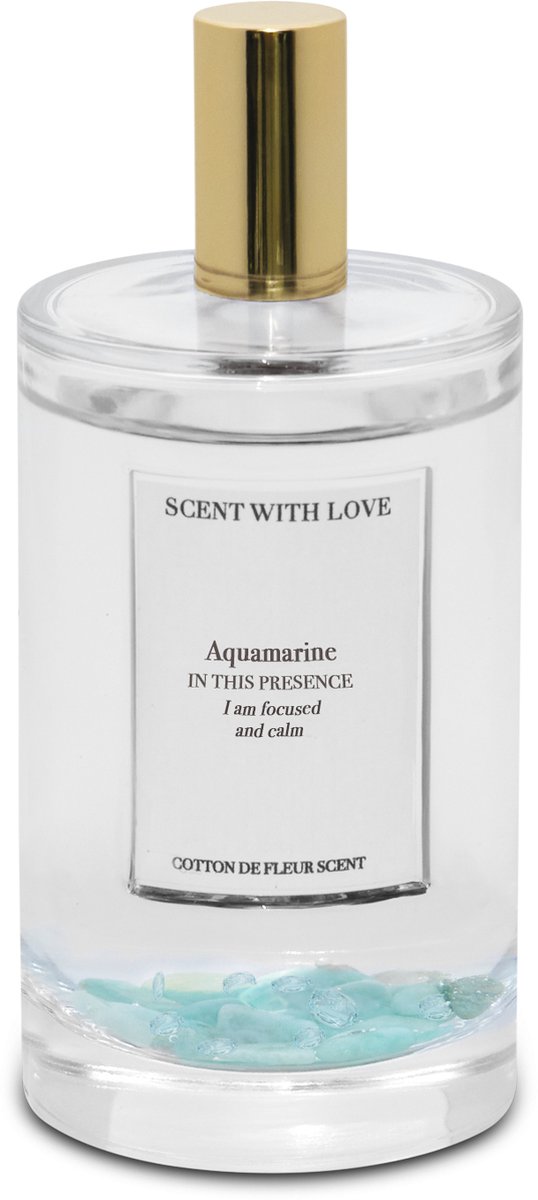 Scent with love - Roomspray Aquamarine - Cotton de Fleur - Met kristal - 200ml