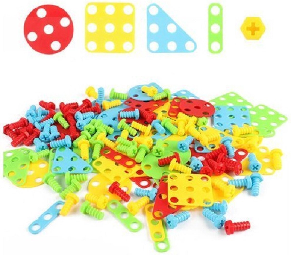 107-delig 3D Puzzel Constructie Bouw Speelgoed Mozaïek met Elektrische Schroef Boor Machine & Batterijen - Bouwonderdelen - Creatieve 2D/3D Puzzel met Werkende Boormachine & Gereedschapskoffer - Speelgoedgereedschapskoffer met Mozaïekbord — afbeelding 15