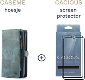 Étui portefeuille Apple iPhone 13 Pro Max avec coque arrière amovible - Caseme - Blauw + Protège-écran Cacious