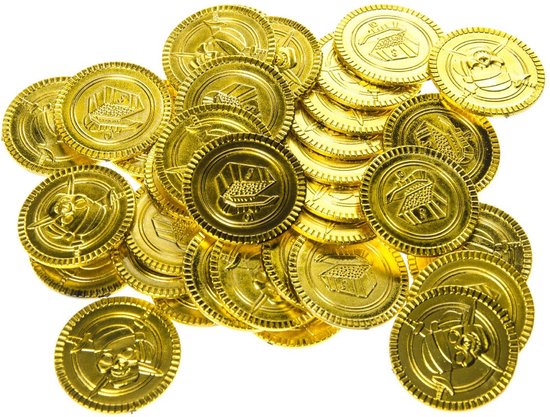Gouden piraten speelgoed munten 100 stuks - Verkleed accessoires piraat