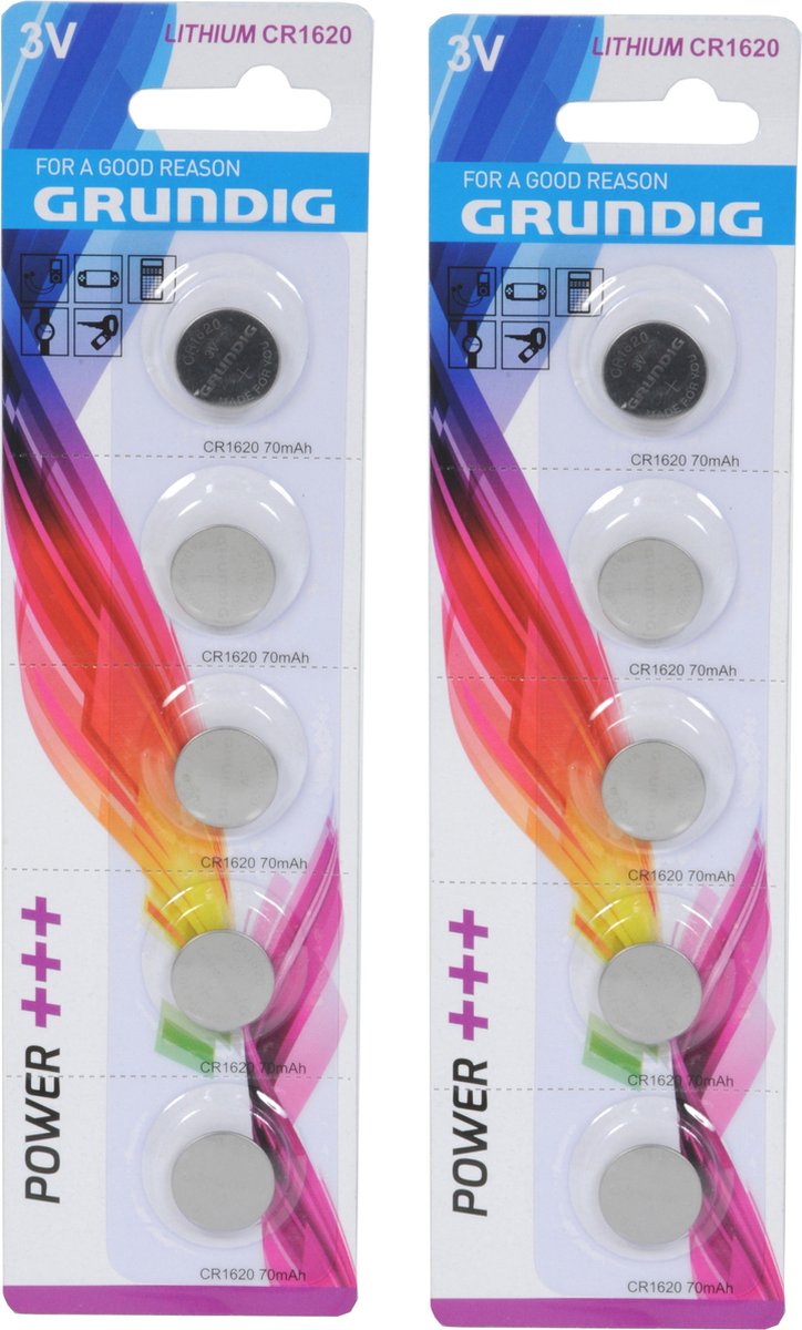 10x Knoopcel batterijen CR1620 - 3V - knoopcelbatterijen / knoopbatterijen