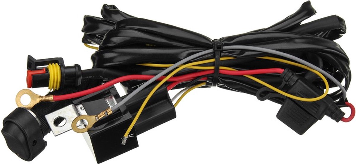Qiilu 12V Universele Auto LED Mistlamp Aan/Uit Schakelaar Bedrading Zekering Relais Kit