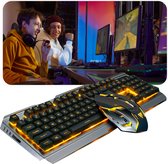Tavaro Gaming Keyboard en muis Mechanisch - USB - Led verlichting - Silver And Gold - QWERTY