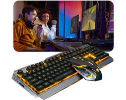 Tavaro Gaming Keyboard en muis Mechanisch - USB - Led verlichting - Silver And Gold - QWERTY