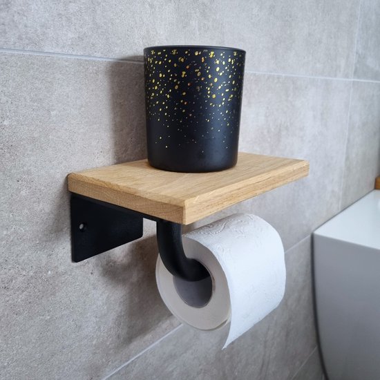 Dérouleur papier toilette WC avec réserve en métal noir mat