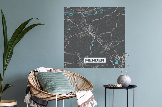 Stickers muraux - Carte - Plan d'étage - Plan de la ville - Menden - Allemagne - Blauw - 80x80 cm - Feuille adhésive