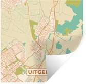 Muurstickers - Sticker Folie - Plattegrond - Uitgeest - Kaart - Stadskaart - Vintage - 100x100 cm - Plakfolie - Muurstickers Kinderkamer - Zelfklevend Behang XXL - Zelfklevend behangpapier - Stickerfolie