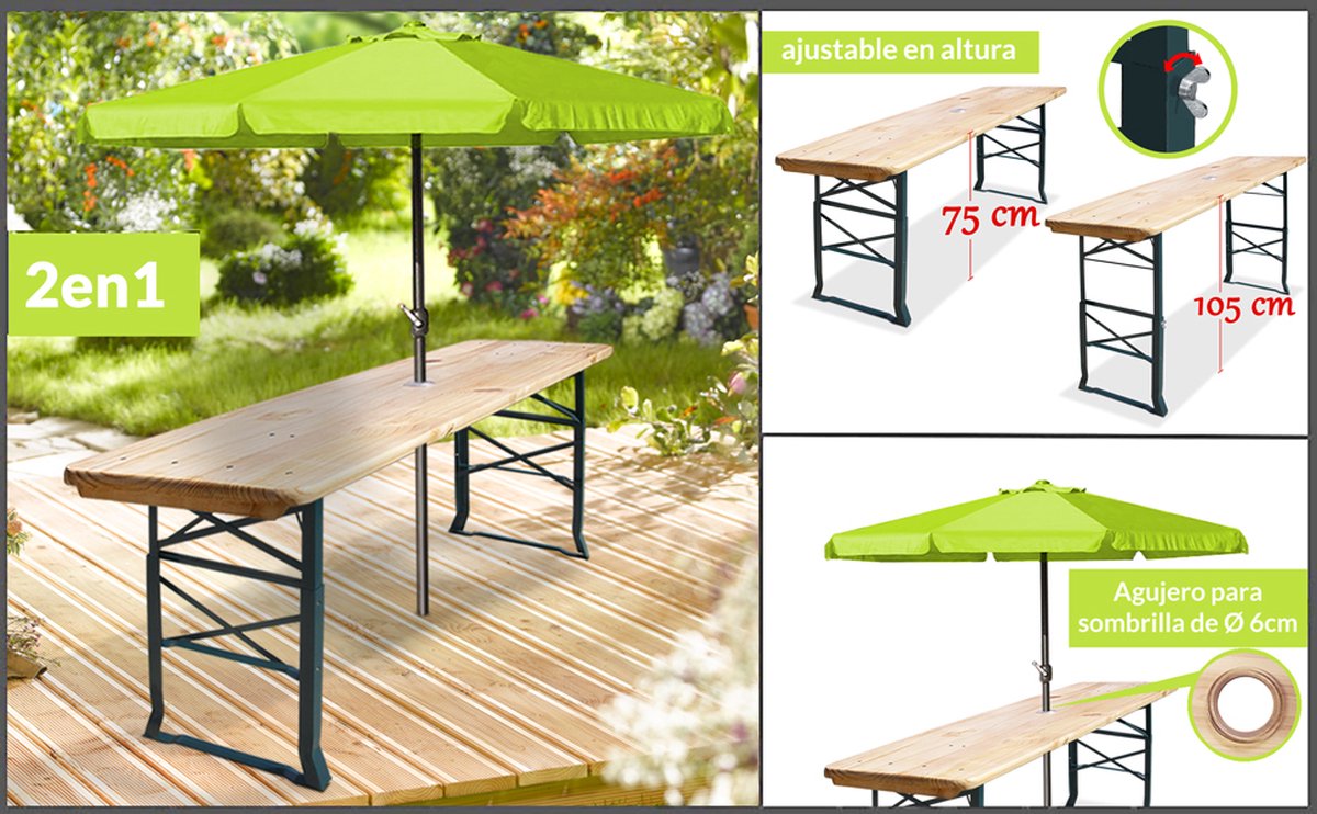 Deuba Houten Tafel - Vouwbaar & Hoogte Verstelbaar thumbnail 2
