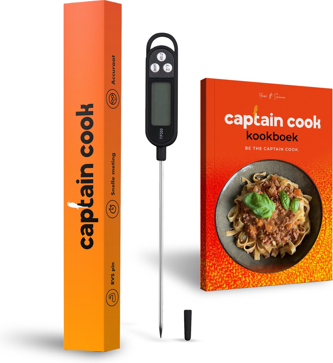 Captain Cook Keukenthermometer - Inclusief e-Kookboek - Vleesthermometer - BBQ thermometer- Suikerthermometer - Kernthermometer