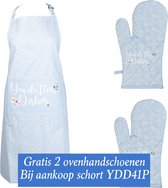 Clayre & Eef |GRATIS 2 ovenhandschoenen bij aankoop Keukenschort Blauw | YDD41BL44BL