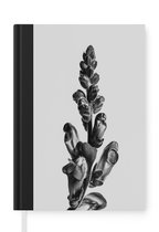 Notitieboek - Schrijfboek - Plant - Zwart - Wit - Abstract - Notitieboekje klein - A5 formaat - Schrijfblok