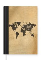 Notitieboek - Schrijfboek - Wereldkaart - Quote - Beige - Notitieboekje klein - A5 formaat - Schrijfblok