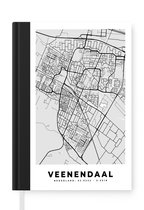 Notitieboek - Schrijfboek - Stadskaart - Veenendaal - Grijs - Wit - Notitieboekje klein - A5 formaat - Schrijfblok - Plattegrond