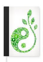Notitieboek - Schrijfboek - Een iIllustratie van het Yin en Yang logo met een plant - Notitieboekje klein - A5 formaat - Schrijfblok