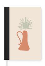 Notitieboek - Schrijfboek - Pastel - Vaas - Plant - Notitieboekje klein - A5 formaat - Schrijfblok