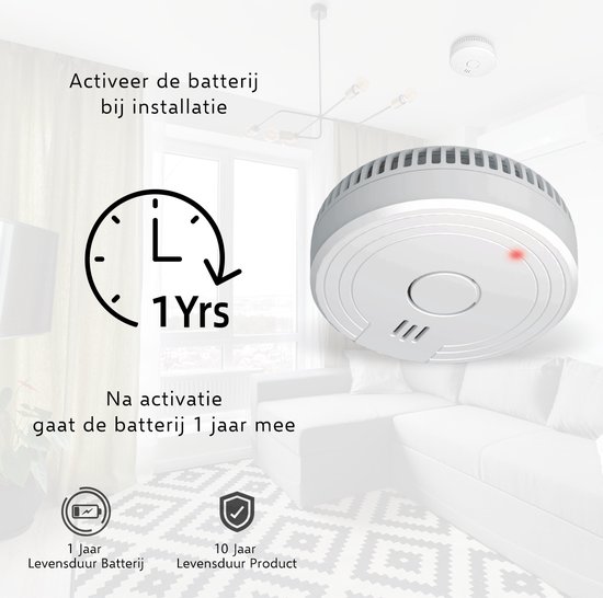 ELRO FS1801 Rookmelder - 10 jaar Sensor - 85dB - Voldoet aan Europese Norm EN14604 - 10 stuks