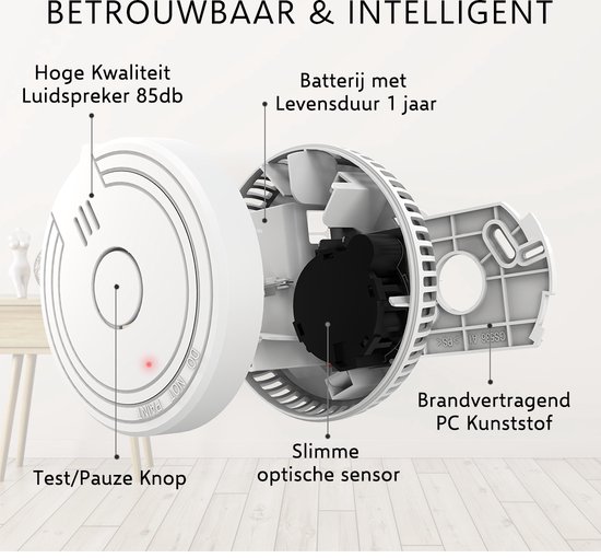 ELRO FS1801 Rookmelder - 10 jaar Sensor - 85dB - Voldoet aan Europese Norm EN14604 - 10 stuks