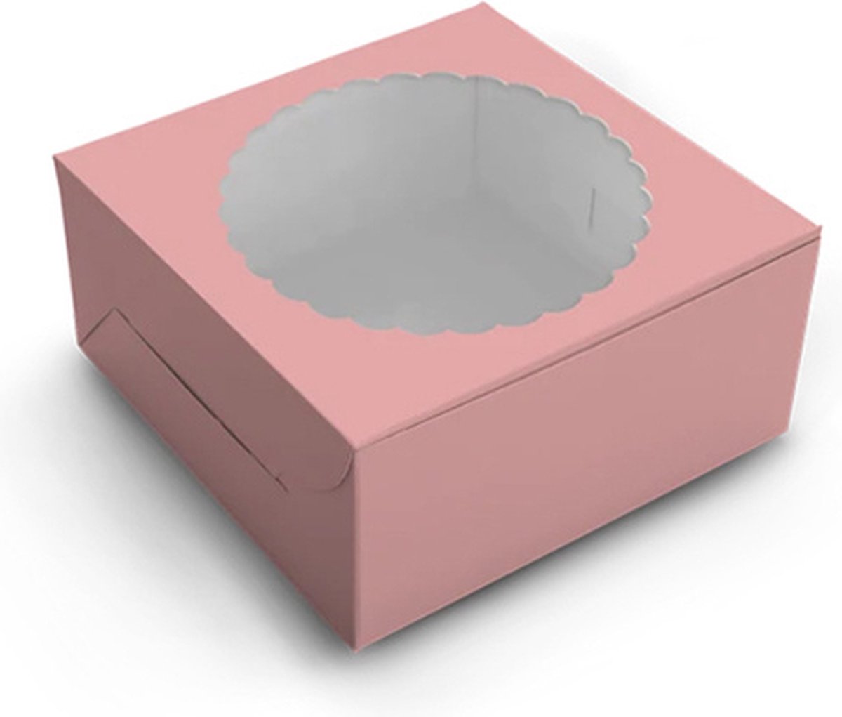 Roze taartdoos met venster - 20 x 20 x 12,7 cm (10 stuks)
