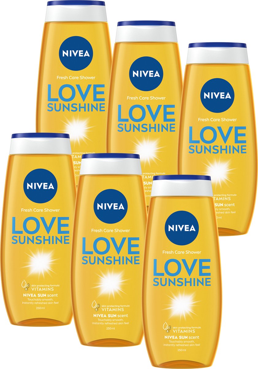 NIVEA Love Sunshine Douchegel - 6 x 250 ml - Voordeelverpakking | bol