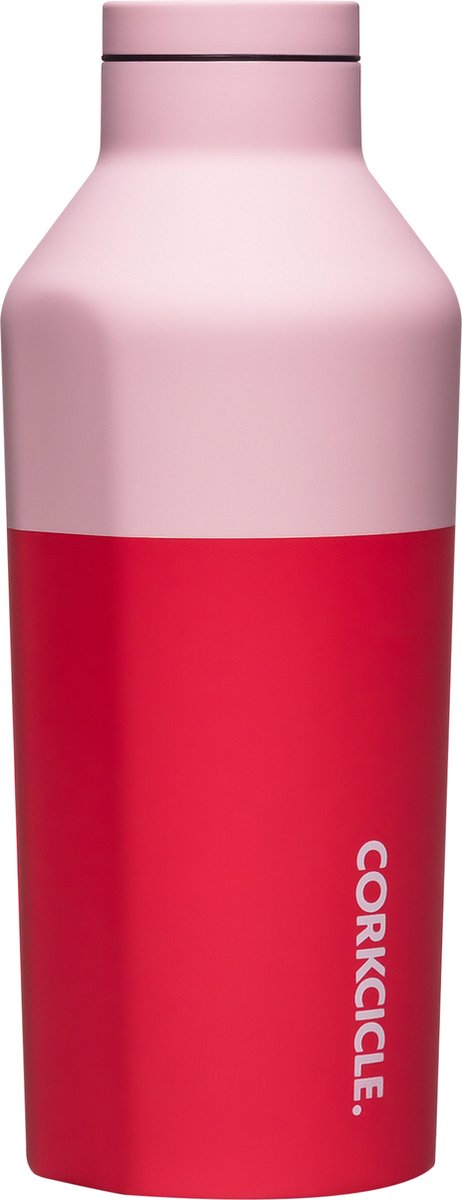 Corkcicle Thermos Drinkfles COLOR BLOCK SHORTCAKE 9oz. 270ml Canteen Rvs Roze-Rood - Colorblock Series - Roestvrijstaal RVS