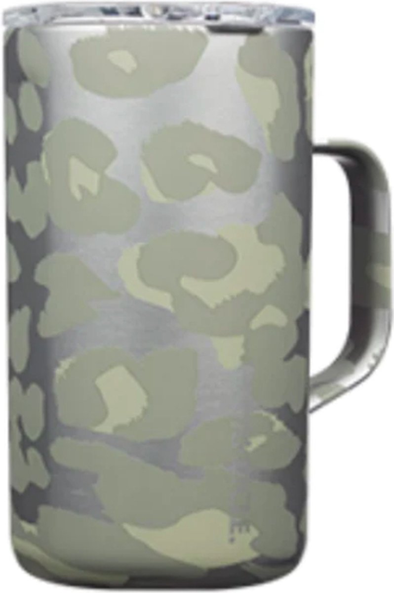 Corkcicle SNOW LEOPARD Koffiebeker 700ml - Koffiemok To Go - Thermosbeker Thermos Mok - RVS & driewandig Koffie Beker - Exotics Collection 475ml