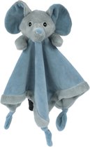 Petit Villain Krel knuffeldoek - olifant - lekker zacht - jongen boy - kraam cadeau - in grijs en blauw