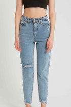 Dames Spijkerbroek Ribbed High Waist - D83615 - Blauw