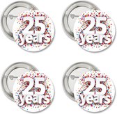 10 Buttons 25 jaar Coloured - button - 25 jaar - zilver - jubileum - bruidspaar - verjaardag