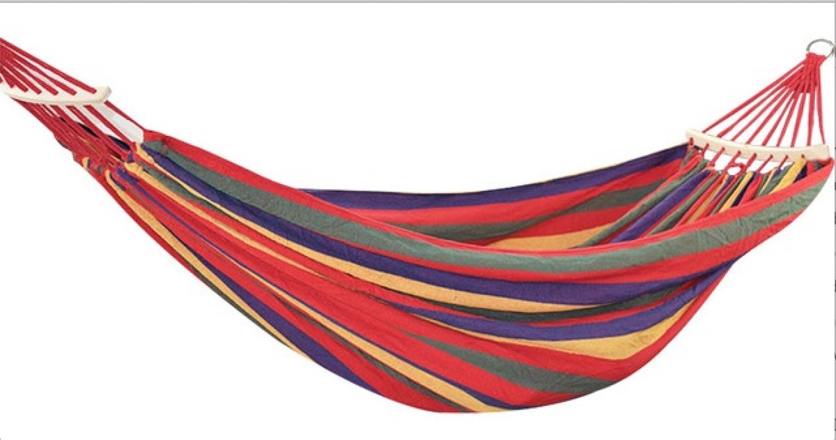 Hangmat Enkel - 190x80cm - Met Stok 40CM - Rood