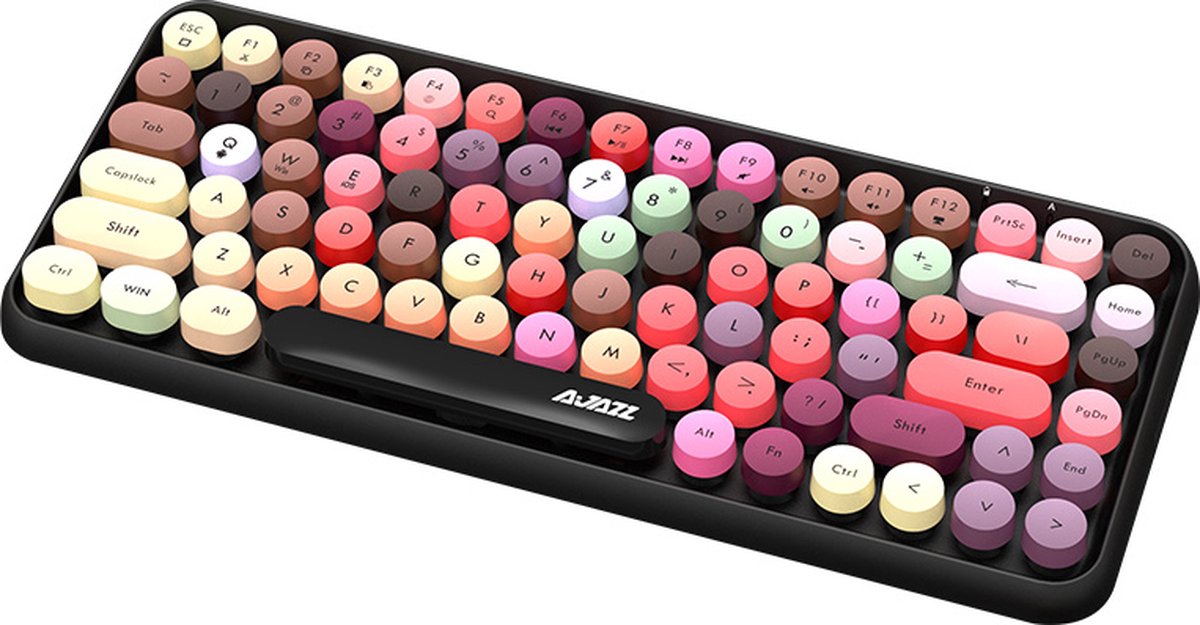 Ajazz - Draadloos - Gaming - Toetsenbord - Met Bluetooth - Membraan - Retro Style Toetsen - Zwart - Gekleurde Toetsen
