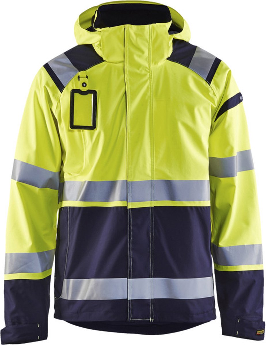 Blåkläder 4987-1987 Shell jack High Vis ongevoerd Geel/Marineblauw maat XL