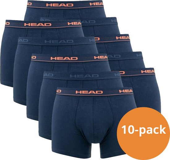 HEAD boxershorts Basic Peacoat/Orange- 10-Pack Donkerblauwe heren boxershorts