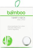 Verpakking voor bamboe T-shirts met V-hals, 'BASIC 2-PACK'.