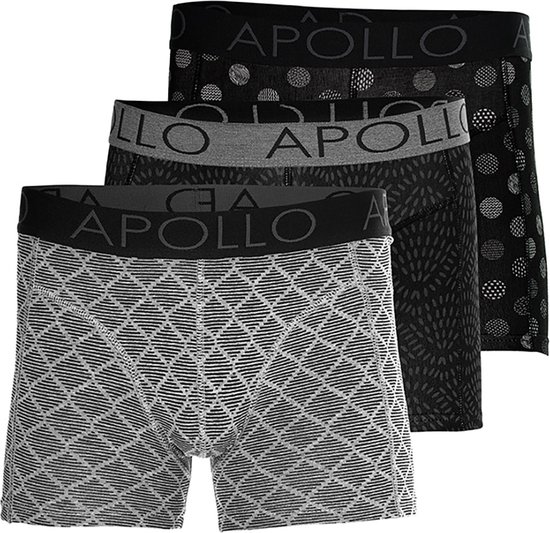 Apollo Boxers Shorts Homme Noir / Gris Imprimé 3-pack