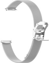 By Qubix - Geschikt voor fitbit luxe bandje - Milanese bandje met klemsluiting - Zilver Smartwatchbandje horlogeband polsband Armband Strap Band