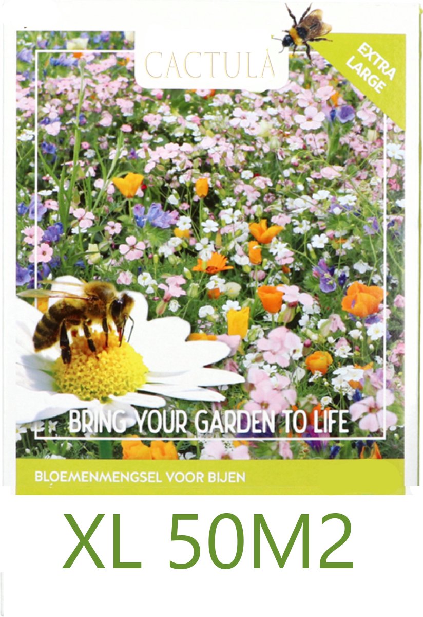 Cactula Friendly Flower XL Bijen bloemen zaden mengsel voor 50 M2 meer dan 20 soorten bloemen!