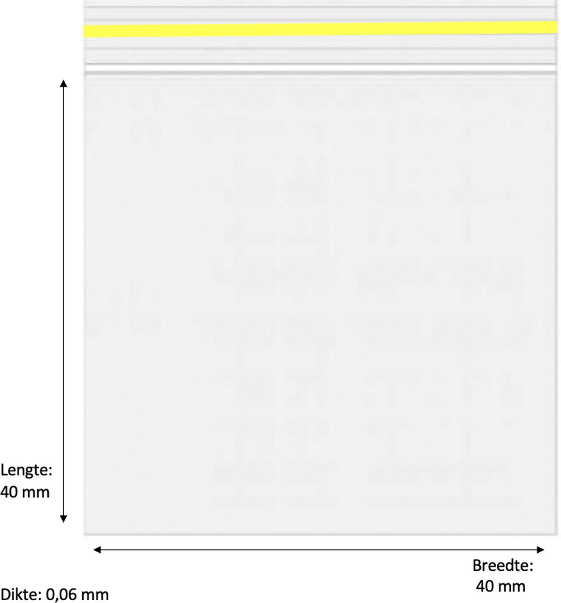1000 stuks Gripzakjes 40 x 40mm 60 micron geel - Ziplock Bag Yellow - Uitdeelzakjes