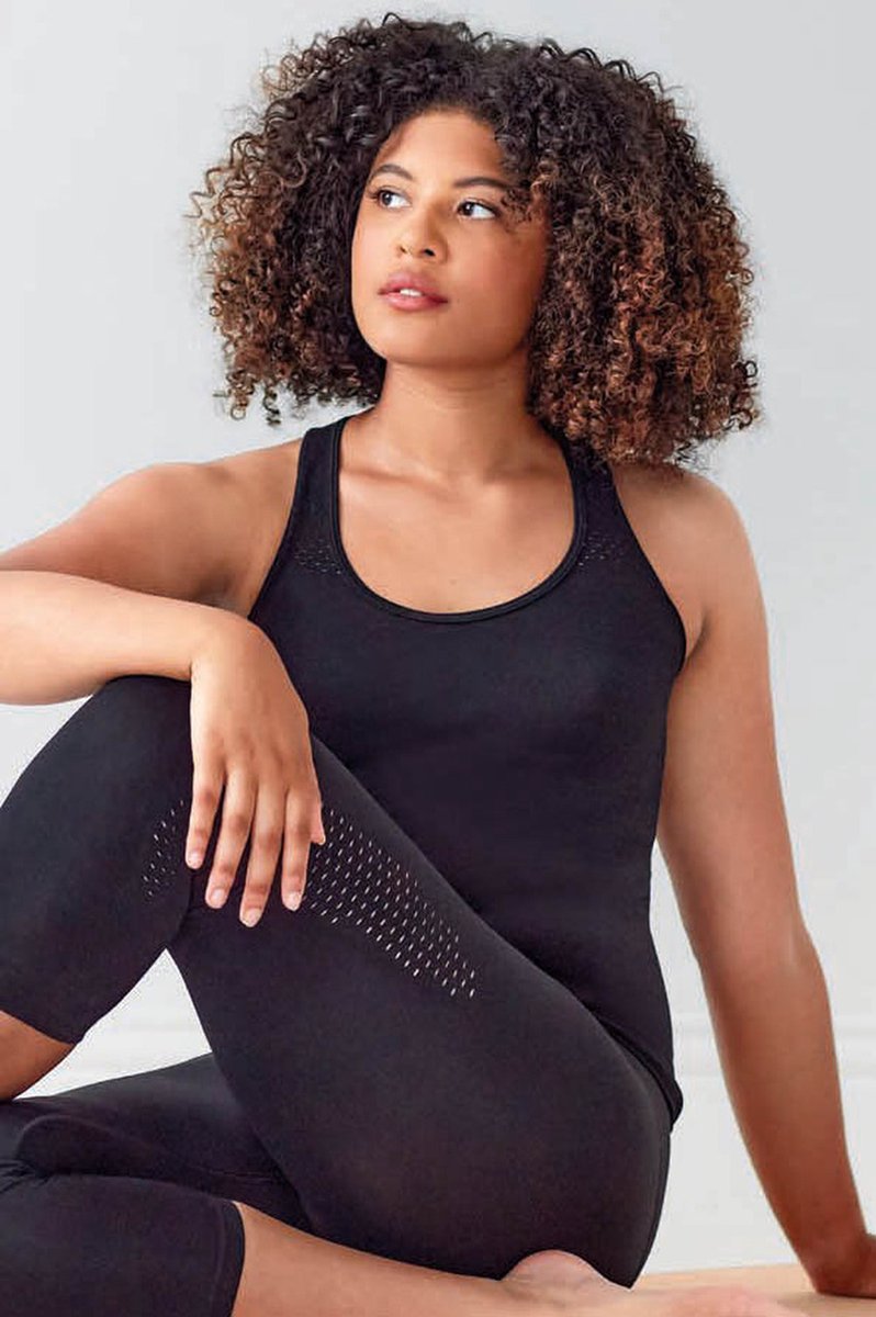 Pretty Polly Racerback Shirt - Active Wear - Zacht - Naadloos - Ademend - Gerecycled Garen - Yoga - Pilates - XXL - Zwart