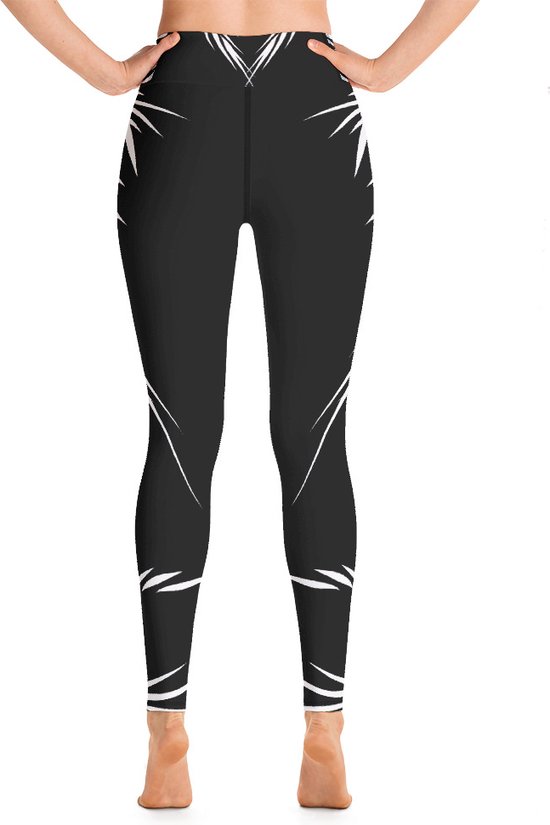 Sportlegging - design Tiger Power Up - High Waist - Dry Fit - High Performance - 4way stretch- unieke print - UPF 50+ - Hardloop - Yoga - Fitness - Dans - Pilates - Training - sportbroek - zwart wit - maat L — afbeelding 4