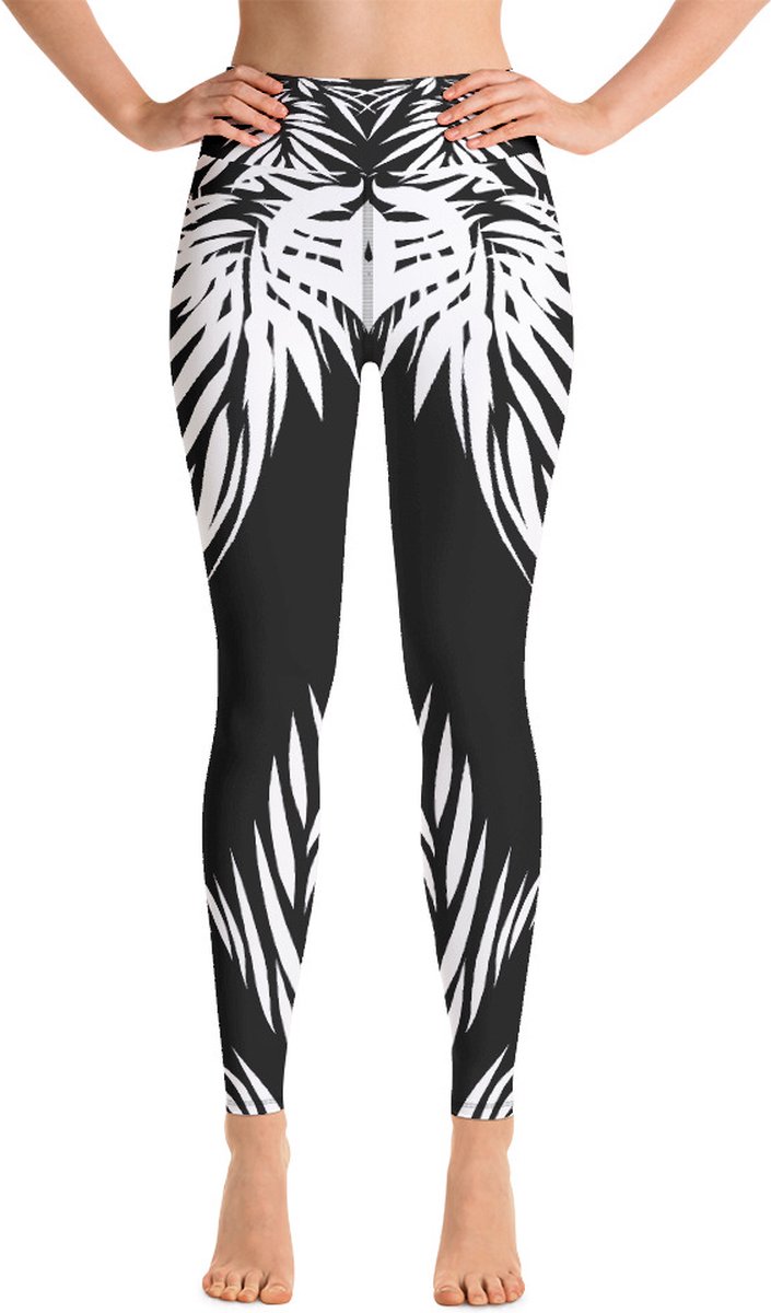 Sportlegging - design Tiger Power Up - High Waist - Dry Fit - High Performance - 4way stretch- unieke print - UPF 50+ - Hardloop - Yoga - Fitness - Dans - Pilates - Training - sportbroek - zwart wit - maat M — afbeelding 2