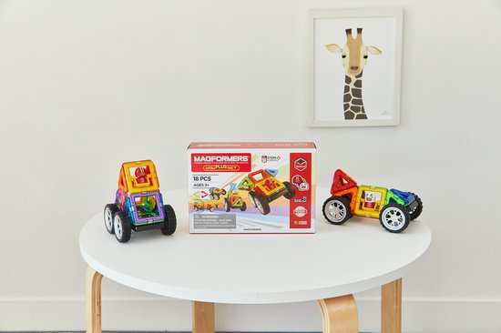 Magformers Wow Plus Set - Magnetisch Bouwspeelgoed - 18-delig - Bouwkaarten Auto's - Montessori Speelgoed - 3-7 jaar