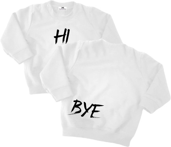 Sweater met tekst-Hi Bye-Maat 98-Meisje-Jongen