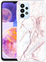 Hoesje Geschikt voor Samsung Galaxy A23 White Pink Marble