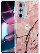 Motorola Edge 30 Pro Hoesje Pink Marble - Designed by Cazy