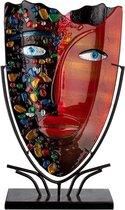 Handgemaakte Glaskunst Vaas "Face" | Rood | Glass Art | Hoogte 49 cm