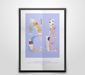 Artisan abstract & line art poster | Nice poster lila | wanddecoratie paars Poster 60x90cm