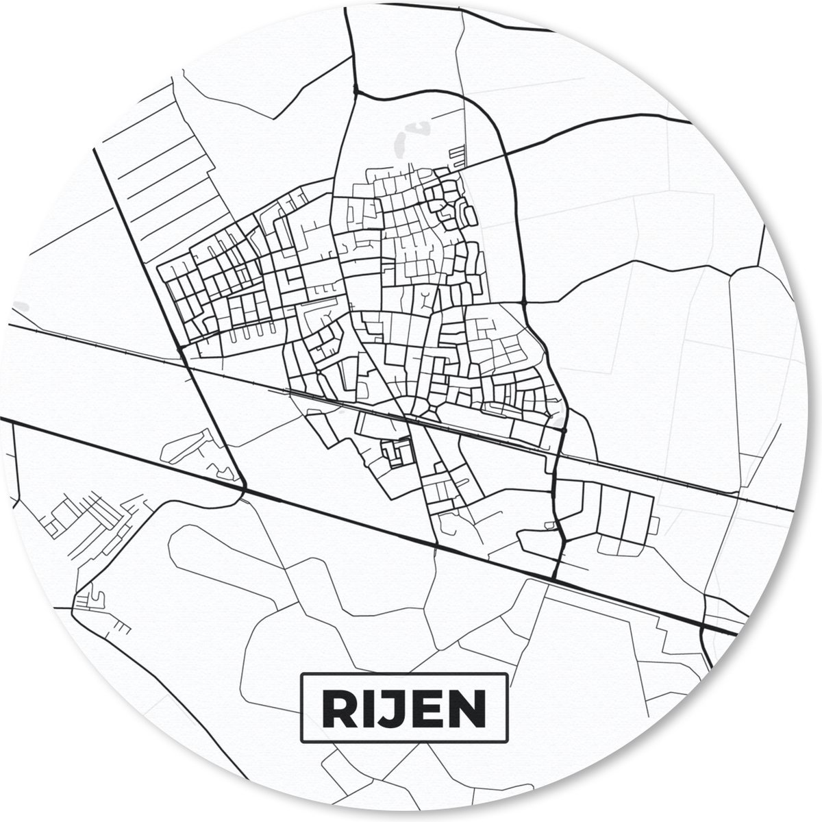 Muismat rond 20x20 cm - Mousepad Kaart - Rijen - Plattegrond - Stadskaart - Ronde muismatten - Stadskaart